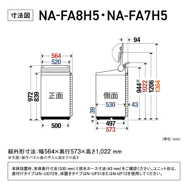 在庫あり　洗濯機 【京都は標準設置込み】パナソニック　Panasonic　全自動洗濯機 洗濯8.0kg FAシリーズ ホワイト　NA-FA8H5-W_8