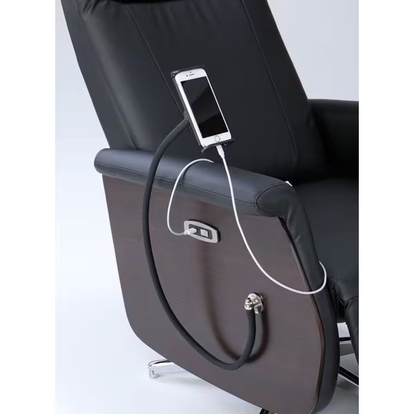電動 リクライニングソファ USBポート付き スマホホルダー付き 一人掛け 谷村実業 Vita ブラック VT-002-02-BK_3