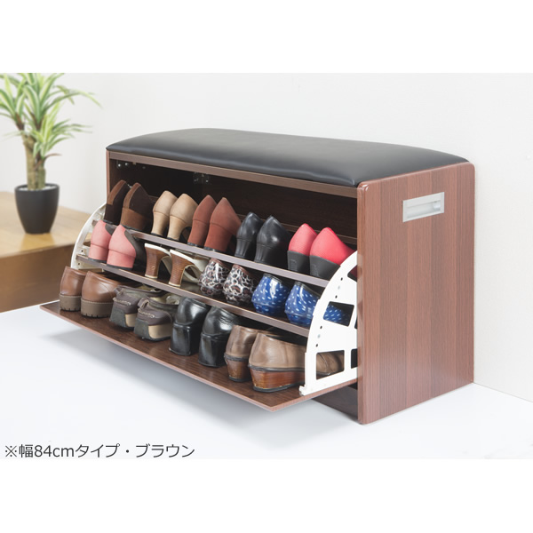 シューズラック ベンチ付き 幅84cmタイプ ナチュラル 谷村実業 Vita NEWベンチ式シューズラック 靴収納 玄関 靴箱 ベンチ 玄関椅子 完成品_1