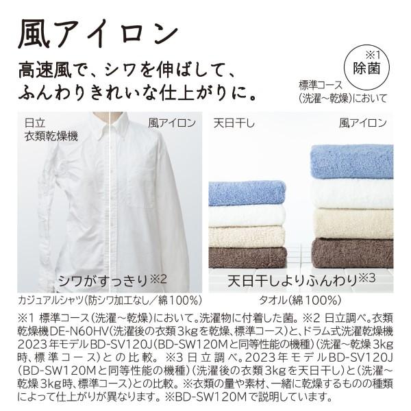 [予約 約1-2週間以降]ドラム式洗濯乾燥機 【標準設置費込】 日立 HITACHI 洗濯12kg 乾燥6kg 右開き ホワイト BD-SW120MR-W_9