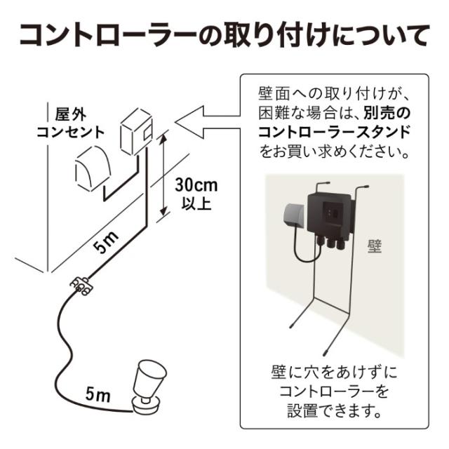ひかりノベーション 憩いのひかり 基本セットLED ブラック 屋外 コネクター式 自動点灯 タイマー 足元 角度調整 ガーデンライト LGL-LH07P_8