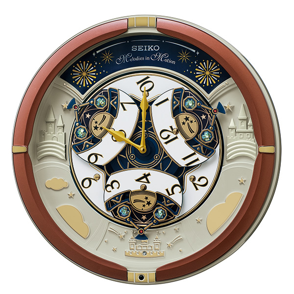 掛け時計 茶 メタリック塗装 セイコー SEIKO 壁掛け からくり時計 RE601B メロディ 音量調節_1