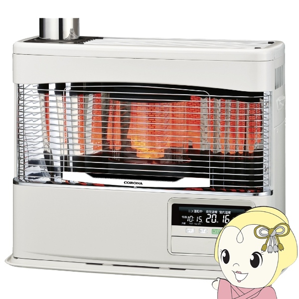 [予約]コロナ 煙突式輻射＋床暖石 油ストーブ UH-7725PK-W 寒冷地用大型ストーブ PKシリーズ ホワイト 木造20畳 コンクリート32畳