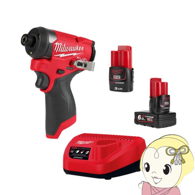ミルウォーキー M12 FUEL インパクトドライバー M12充電器、M12 6.0AHバッテリー＆M12 3.0AHバッテリー付属 M12 FID2-0X JP