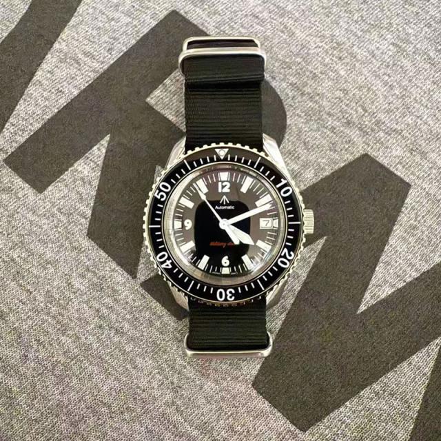 腕時計 NAVAL MILITARY WATCH ナバルウォッチ Automatic ROYAL Military Diver TYPE MIL.-05 A SV/BK 自動巻き NATOベルト_4