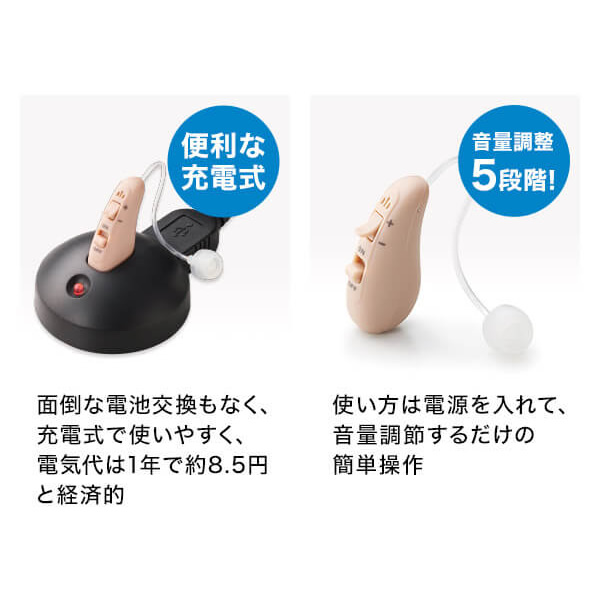 在庫あり 補聴器「楽ちんヒアリング」 左耳用 耳かけ型 ショップ