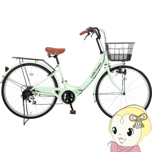 折りたたみ自転車 折り畳み自転車 美和商事 FAMILY SELECTION 266 シャーベットグリーン 外装6段変速 26インチ