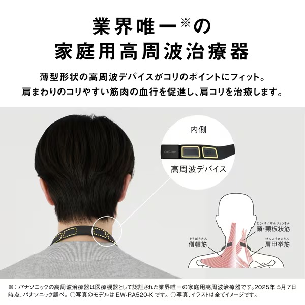 [予約]首 マッサージ器 パナソニック コリコランループ 高周波治療器 グレージュ EW-RA520-H 首こり 僧帽筋 プレゼント 母の日 首にかけるだけ 首_4