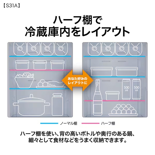 [予約 約1週間以降]冷蔵庫 【設置込】 AQUA アクア 309L 幅54.2cm 右開き 3ドア ライトグレー AQR-S31A-W_7