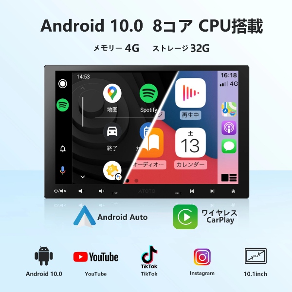 在庫限り　カーナビ ATOTO S8G1104MX 10.1インチ 4G+32G 1DIN ＆2DIN フローティング_1