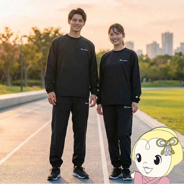 在庫あり　サウナスーツ メンズ レディース ユニセックス 上下セット チャンピオン Champion ダイエット ジム ランニング ブラック XLサイズ C8-CSW20