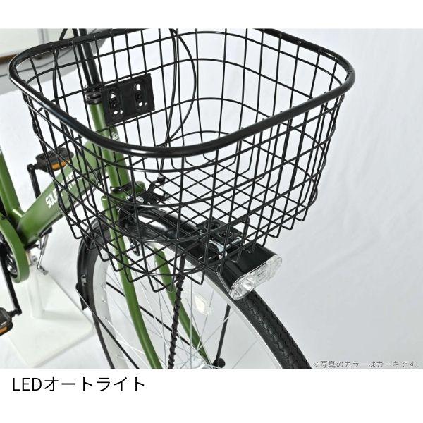 【メーカー直送】 自転車 26インチ 美和商事 ソリッドパイソン26 外装6段変速 LEDオートライト カゴ付き 鍵付き ホワイト_3