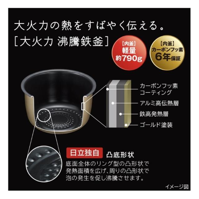 炊飯器 日立 HITACHI 圧力＆スチームIH炊飯ジャー ふっくら御膳 5.5合炊き 漆黒 しっこく RZ-Z100JM-K_3