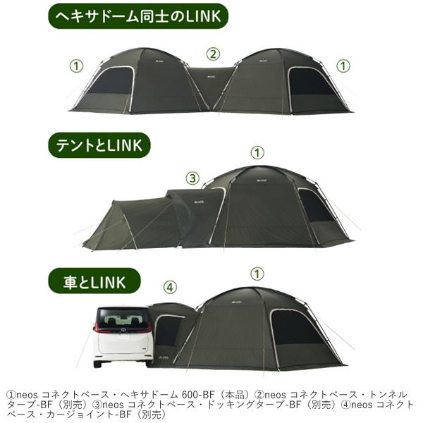 LOGOS ロゴス neos コネクトベース・ヘキサドーム 600-BF 71202007 大型ドームテント 6mサイズ_9