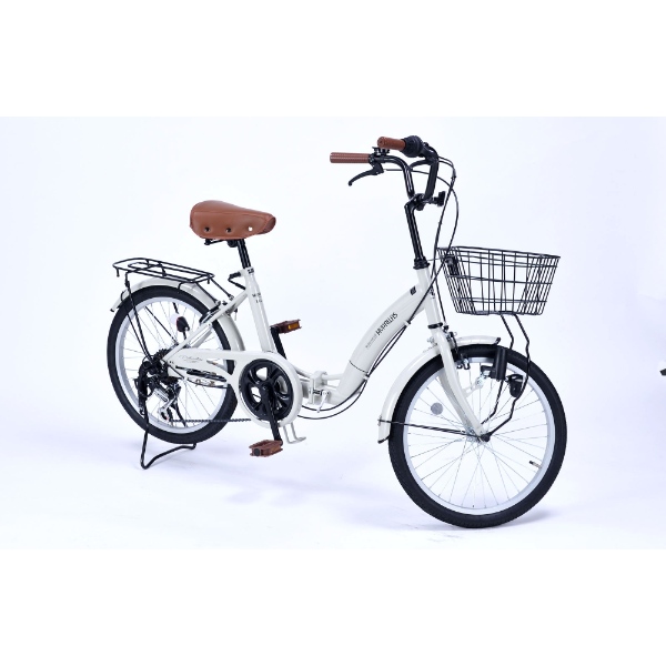 [予約 6月日以降]折りたたみ自転車 20インチ 6段変速 MYPALLAS マイパラス バスケット付き ダイナモLEDライト付き 鍵付き MF203-GY グレージュ_2
