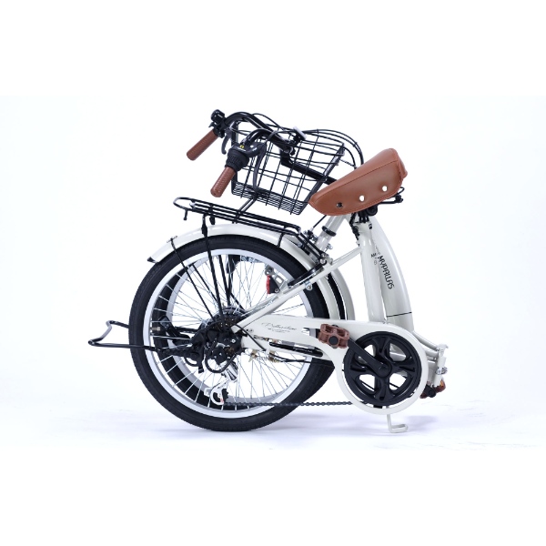 [予約 6月日以降]折りたたみ自転車 20インチ 6段変速 MYPALLAS マイパラス バスケット付き ダイナモLEDライト付き 鍵付き MF203-GY グレージュ_4