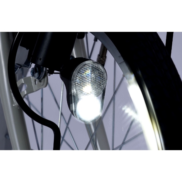 [予約 6月日以降]折りたたみ自転車 20インチ 6段変速 MYPALLAS マイパラス バスケット付き ダイナモLEDライト付き 鍵付き MF203-GY グレージュ_5