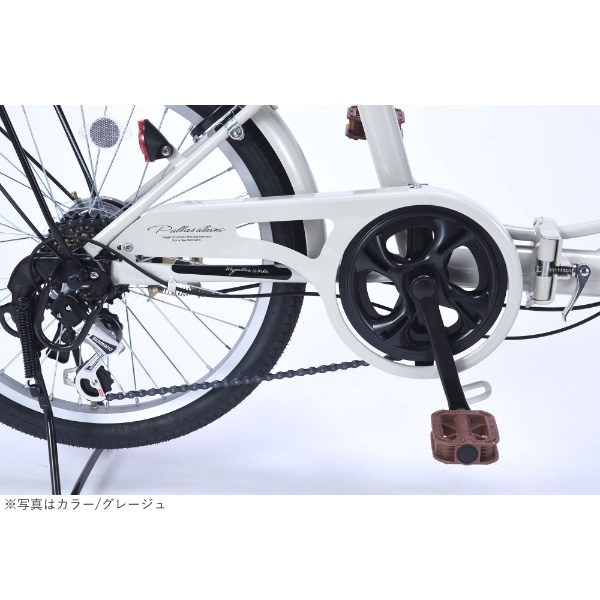 [予約 6月日以降]折りたたみ自転車 20インチ 6段変速 MYPALLAS マイパラス バスケット付き ダイナモLEDライト付き 鍵付き MF203-GY グレージュ_8