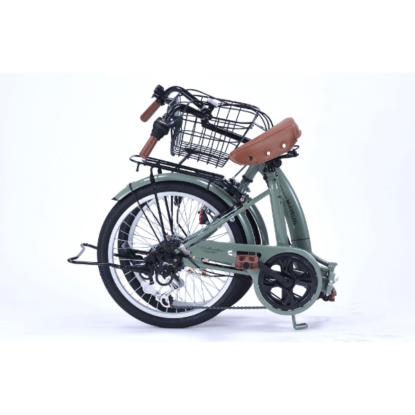 [予約 6月日以降]折りたたみ自転車 20インチ 6段変速 MYPALLAS マイパラス バスケット付き ダイナモLEDライト付き 鍵付き MF203-LG リーフグリーン_4