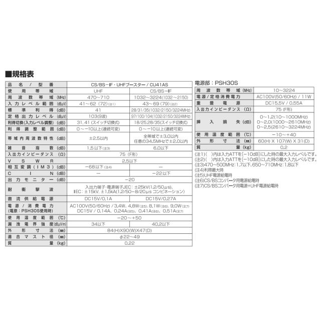 在庫あり　DXアンテナ CU41AS UHF・BSブースター 41dB形 4K・8K放送対応 CU38AS後継品 家庭用ブースター_7