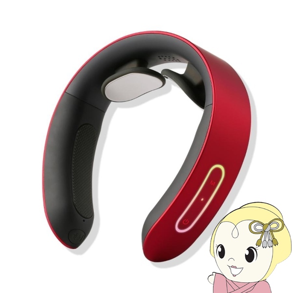ネックマッサージャー 首マッサージ器 NIPLUX NECK RELAX ネックケア EMS マッサージ器 ネックリラックス 小型 軽量 肩 温熱 レッド NP-NR20R