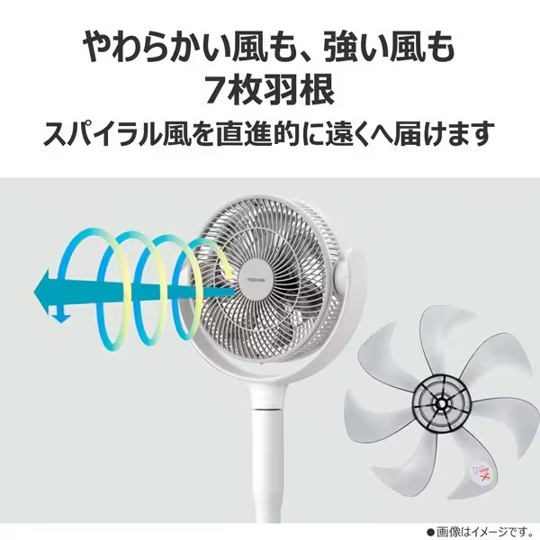 東芝 サーキュレーター DCモーター搭載 スタンド型 TFC-23Y29-W ホワイト 扇風機 3D自動首振りリモコン付き 7枚羽根_3