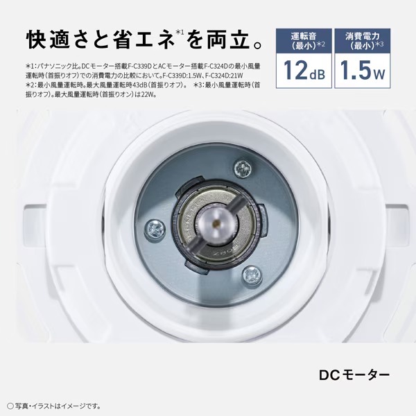 リビング扇風機 DCモーター搭載 Panasonic パナソニック ハイグレードモデル 温度センサー搭載 リモコン付き ホワイト F-C339D-W_7
