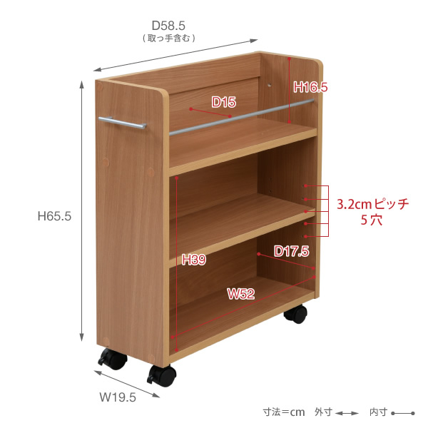 クローゼット 収納 ラック 2個セット 幅19.5奥行58 .5 キャスター付き スリム 押し入れ収納 本棚 ワゴン 隙間 ホワイト_4