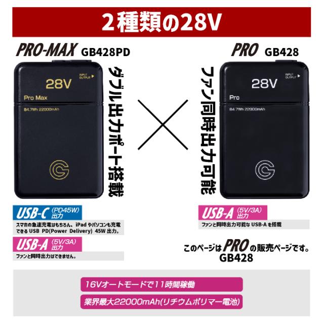 空調作業服 最大28V バッテリーセット 大容量 22000mAh 空調ウェア