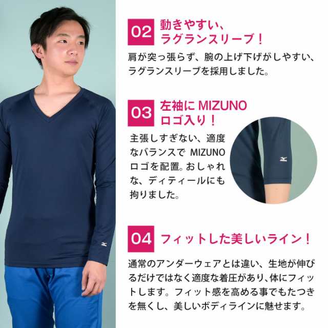 [即日出荷] ミズノ アンダーウェア 9分袖 MIZUNO 吸汗 速乾 ストレッチ メンズ インナー チトセ 長袖 インナーシャツ [ネコポス]  ct-mz01｜au PAY マーケット