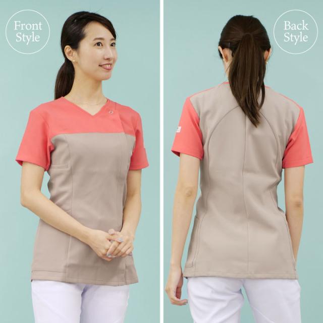 スクラブ ワコール Wacoal FOLK 白衣 半袖 レディース おしゃれ かわいい 前開き ZiP SCRUB シャツ チームスクラブ 医療 フォーク 半袖スクラブ fo-hi701_3
