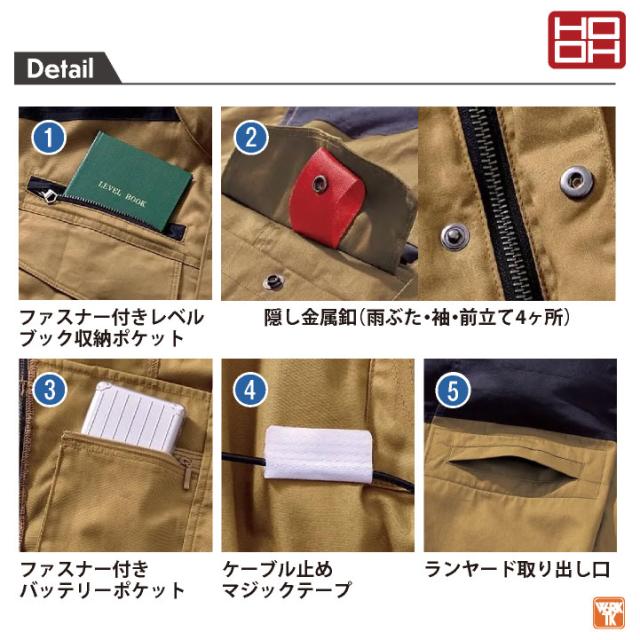 2026年新作 19V HOOH 難燃 空調作業服 ファン バッテリー フルセット 薄手 綿100% 半袖 快適ウェア 空調ウェア 春夏 作業着 涼しい フルハーネス 帯電防止 暑さ対策 熱中症対策 溶接 メンズ レディース 鳳凰 村上被服 安い mh-v4277-l2