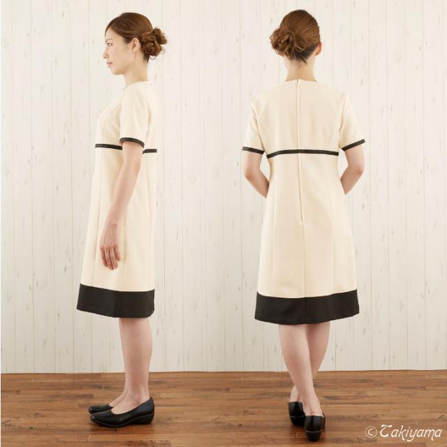 シロタコーポレーション ワンピース ライトベージュ 透け防止 なめらかストレッチ エステ ネイル 美容部員 サロンスタッフ 歯科衛生士 クリニック 受付 医療系 制服 ユニフォーム シロタ 半袖 sc-e3110