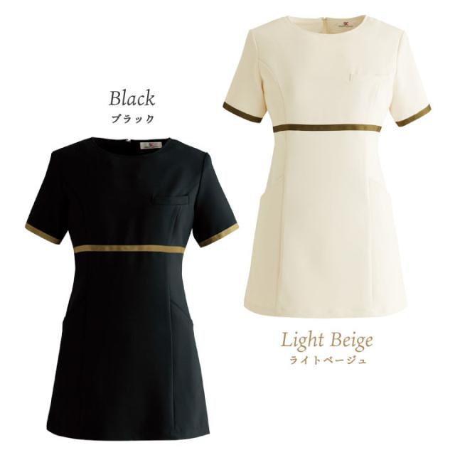 シロタコーポレーション チュニック ライトベージュ ブラック 透け防止