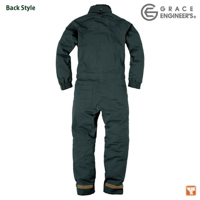 グレースエンジニア 防寒つなぎ 綿100% 衿ボア オーバーオール 温かい