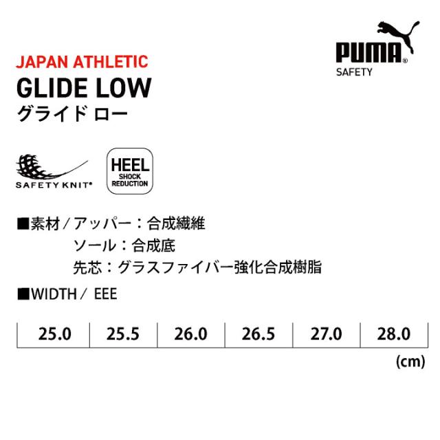 PUMA セーフティシューズ ひも式 ローカット 樹脂先芯 軽量 グライドロー 安全靴 作業靴 運送業 倉庫 建築 スニーカー スポーティ カジュアル おしゃれ かっこいい 64.404.0 64.405.0 ホワイト レッド 白 赤 プーマ ユニワールド yn-64-4040