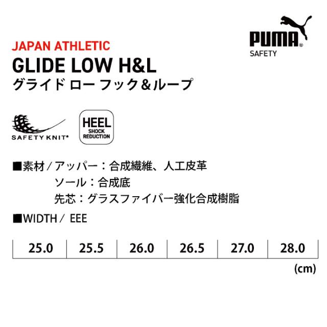 PUMA セーフティシューズ マジック式 ローカット 樹脂先芯 軽量 グライドローフック＆ループ 作業靴 運送業 倉庫 建築 スニーカー スポーティ カジュアル おしゃれ かっこいい 64.406.0 64.407.0 グレー オリーブ プーマ ユニワールド yn-64-4060