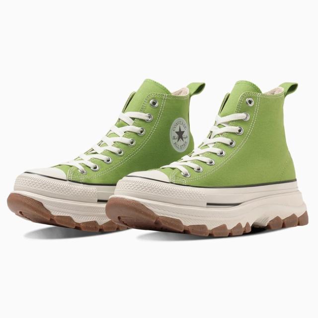 【美品】コンバース トレックウェーブ HI BT カーキ 厚底 ブーツ 24.5 コンバース トレックウェーブ HI BT カーキ 厚底 ブーツ ② 24cm 今