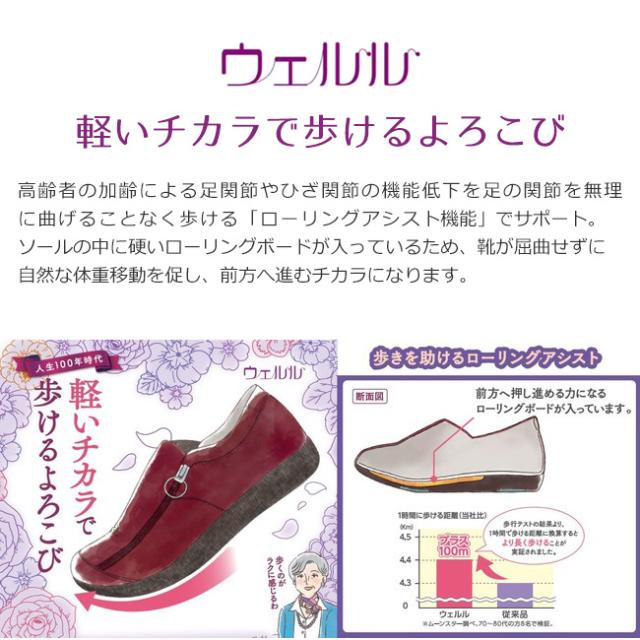 ムーンスター 介護シューズ レディース ウェルル 黒 幅広 軽い サイドジップ 履きやすい リハビリ 02 高齢者の通販は