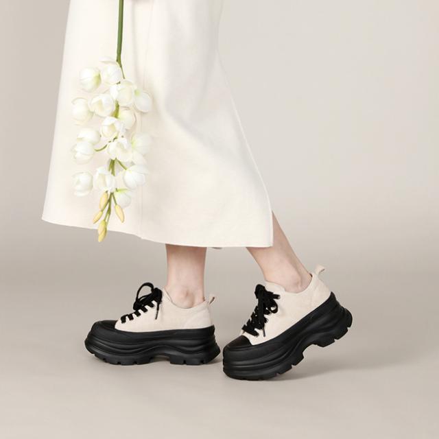 スニーカー レディース 厚底 柔らかい 疲れない 履きやすい 歩きやすい 痛くない 蒸れない 本革 低反発 7cm 美脚 軽量ローカット 通気性 2E相当 おしゃれ かわいい シンプル 通学 通勤 ダッドスニーカー シューズ 靴_11