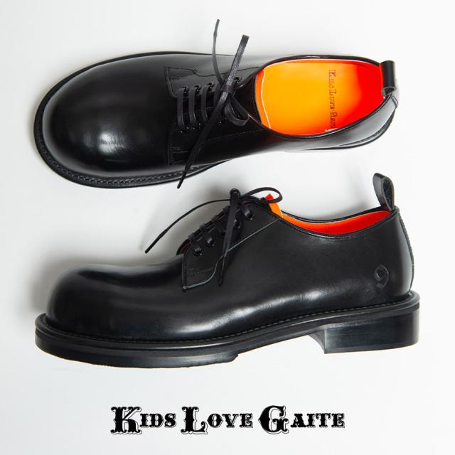 KIDS LOVE GAITE キッズラブゲイト WALT ウォルト 2 オフィサーシューズ メンズ カジュアルシューズ ビジネス 厚底 レースアップシューズ プレーントゥ 外羽根 おしゃれ ブランド 革 本革 レザー ブラック 黒 シューズ 靴 国産 日本製 2025 春 春夏 夏