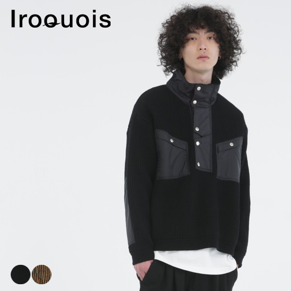 販促モール Iroquois ニット メンズ ハーフジップ セーター 長袖 ハイネック 立襟 プルオーバー トップス カジュアル 厚手  メンズファッション 暖か