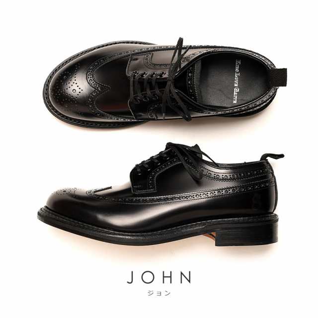 KIDS LOVE GAITE ウイングチップシューズ メンズ JOHN ジョン ドレスシューズ 革 本革 レザー ブラック 黒 靴 シューズ メダリオンシューズ レースアップシューズ 幅広 履きやすい おしゃれ 外羽根 大人 ビジネスシューズ キッズラブゲイト ブランドの通販は