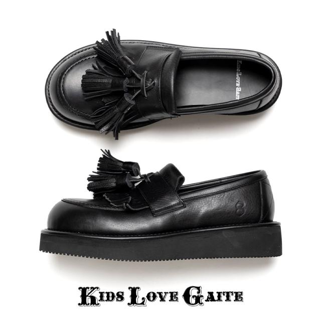KIDS LOVE GAITE キッズラブゲイト JIMMY ジミー タッセルローファー メンズ ローファー 厚底 タッセル スリッポン カジュアルシューズ 厚底 ウェッジソール おしゃれ ブランド 革 本革 レザー ブラック 黒 シューズ 靴 国産 日本製 2025 春 春夏 夏