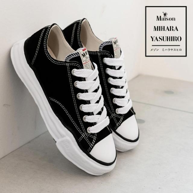 Maison MIHARAYASUHIRO メンズ レディース ローテクスニーカー PETERSON / Original Sole Canvas Lowcut Sneaker 厚底 スニーカー ローカット 厚底シューズ 靴 シューズ 定番 ブラック 黒 ユニセックス 男女兼用 メゾン ミハラヤスヒロ ブランド 春 夏 秋 冬 2025の通販は