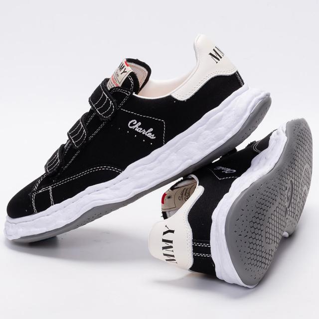 Maison MIHARAYASUHIRO charles チャールズ ベルクロ スニーカー メンズ 厚底 靴 シューズ スリッポン 厚底シューズ ローテク ローカット キャンバスシューズ ブラック 黒 メゾン ミハラヤスヒロ A12FW703 ブランド 送料無料 Maison MIHARAYASUHIRO charles チャールズ ベルクロ スニーカー