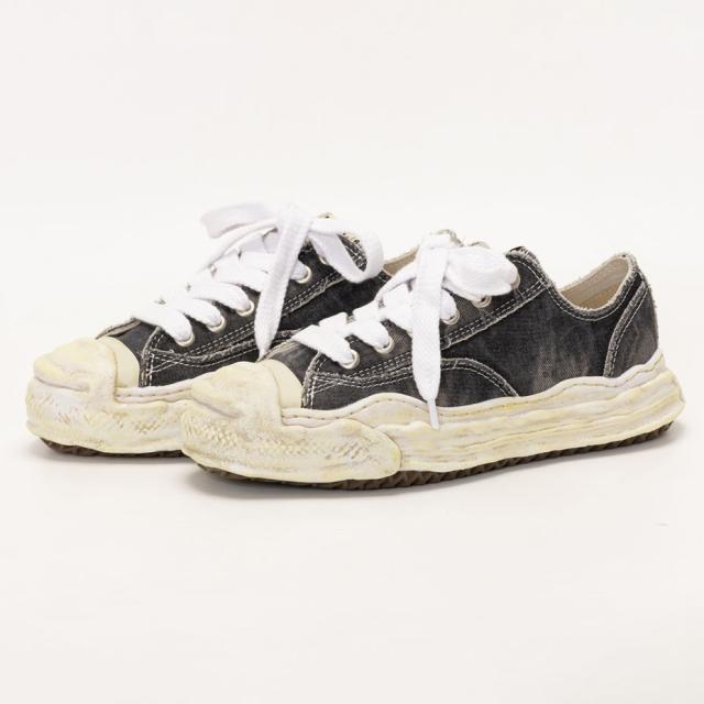 Maison mihara yasuhiro hank ミハラヤスヒロ ハンク スニーカー メンズ レディース A15FW731 黒 靴 ブランド おしゃれ 厚底 ローテク ローカット キャンバススニーカー ブリーチ ウォッシュ デニム カジュアルシューズ レースアップ ブラック シューズ くつ 2025 春 春夏 夏_2