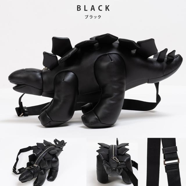 MIHARA YASUHIRO ミハラヤスヒロ 御徒面子 恐竜 ステゴサウルス ショルダーバッグ メンズ レディース 本革 曲がったがけ 成年者 大きめ ブランド名 肩かけ 格好のいい かっこいい 可愛らしい 革 クラッチペダル御徒面子 黒 黒いこと 鞄 御徒面子 DOLLS STEGOSAURUS BAG A16BG715