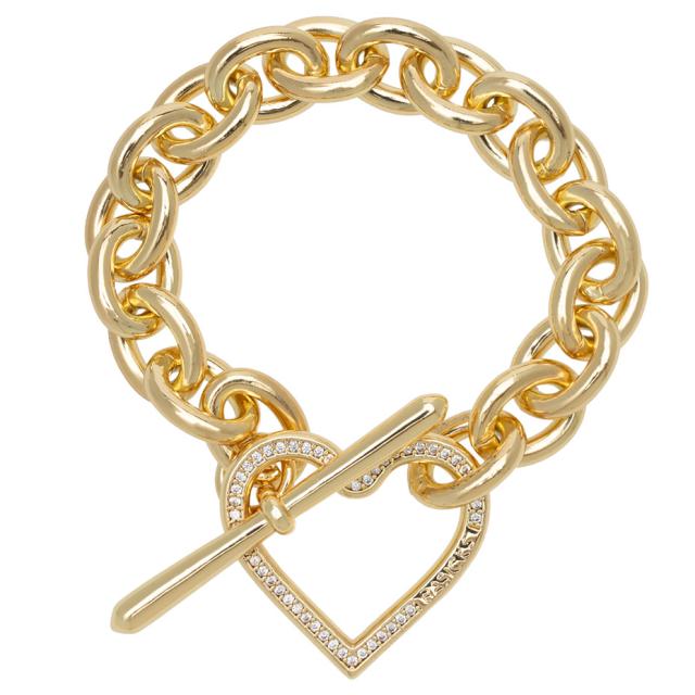 BASICKS ベイシックス Heart Link Flow Bracelet a-AC26 ブレスレット メンズ レディース ブランド おしゃれ かっこいい 可愛い かわいい 真鍮 チェーン ハート ジルコニア マンテル アクセサリー ユニセックス ゴールド 金 シルバー 銀_2