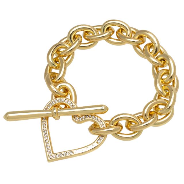 BASICKS ベイシックス Heart Link Flow Bracelet a-AC26 ブレスレット メンズ レディース ブランド おしゃれ かっこいい 可愛い かわいい 真鍮 チェーン ハート ジルコニア マンテル アクセサリー ユニセックス ゴールド 金 シルバー 銀_3